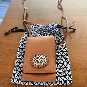 Brighton Ferrara Tan Phone Organizer, Leather Crossbody Bag